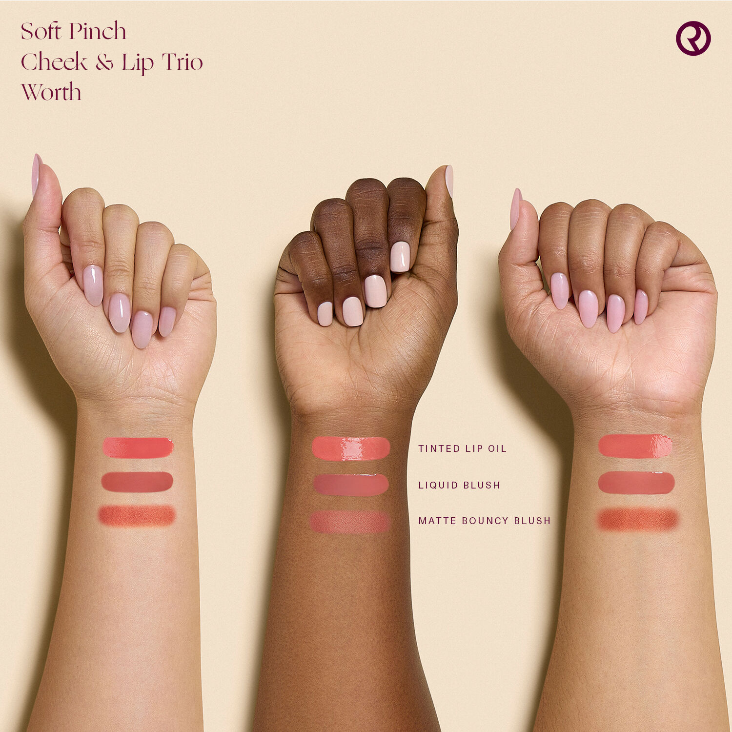 Kit Blush E Batom Liquido Rare Beauty Soft Pinch Cheek & Lip Trio
